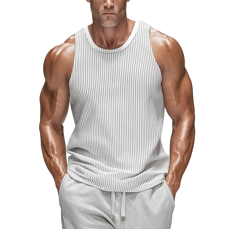 Men's Summer Fashion Vertical Striped Cotton Blend Tank Top MTA0873G2P