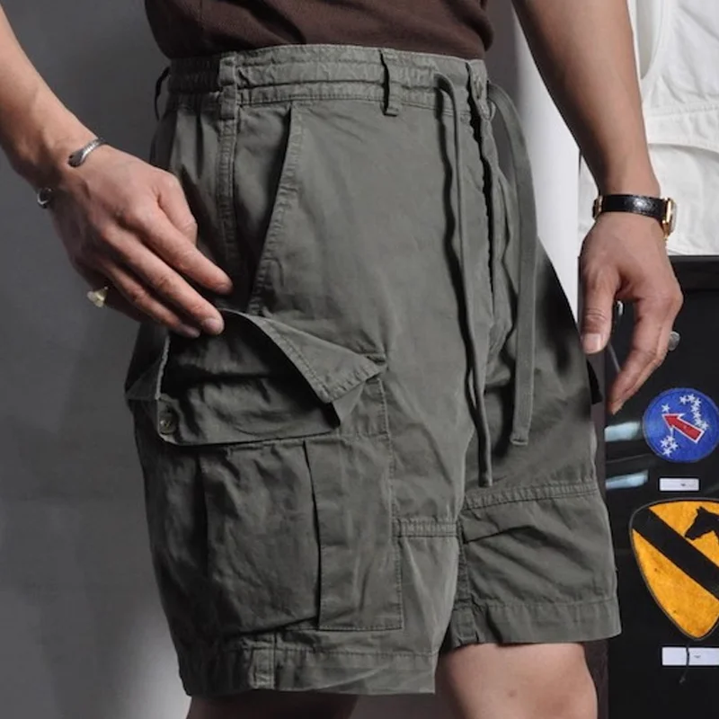 Men's Fashion Cotton Solid Multi-pocket Cargo Shorts MTA1371E3Z