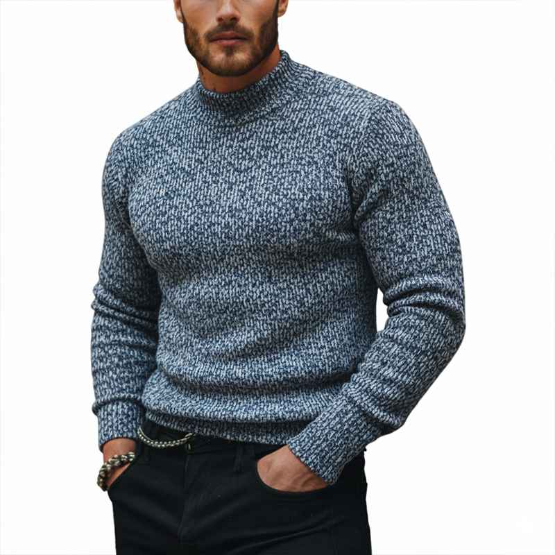 Men's Fashion Colorful Polyester Faux Wool Slim-fit Half-Turtleneck Sweatshirt MTA1790J4P
