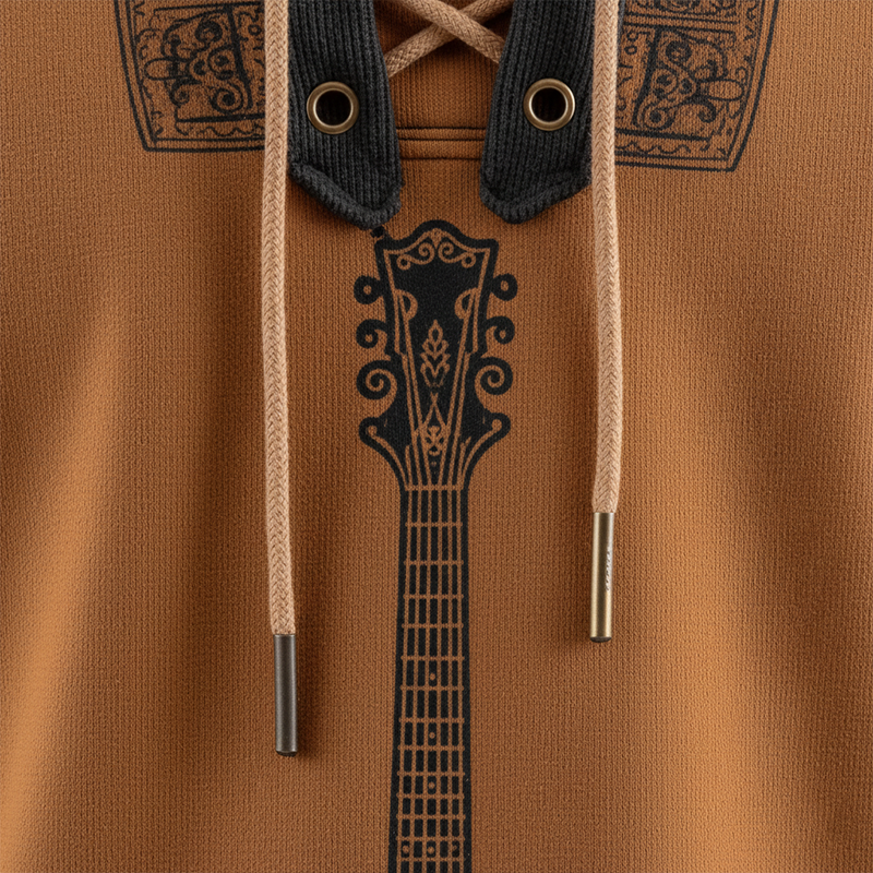 Men's Fashion Guitar Print Cotton Blend Lace-Up Sweatshirt MTA2785J5P