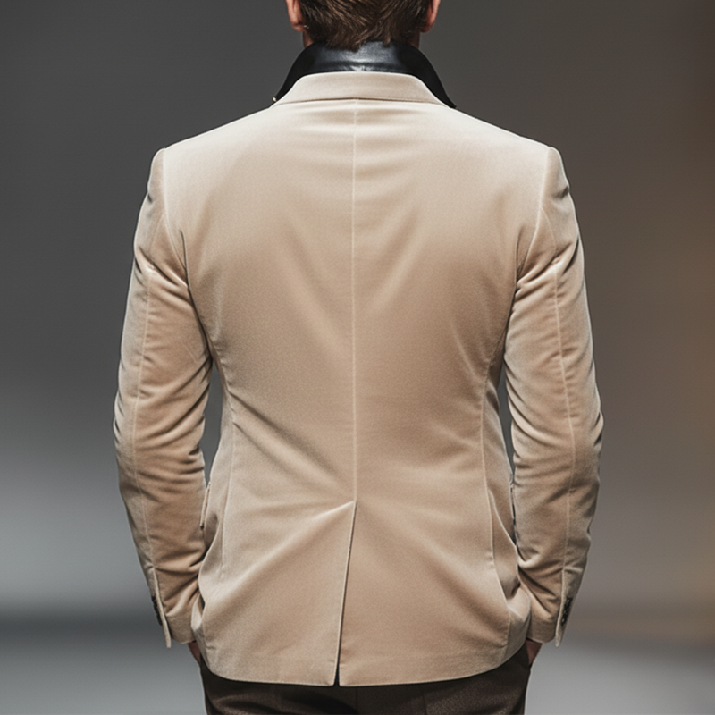 Men's Classic Velvet Double-breasted Single-vent Slim-fit Blazer MTA1749L5U