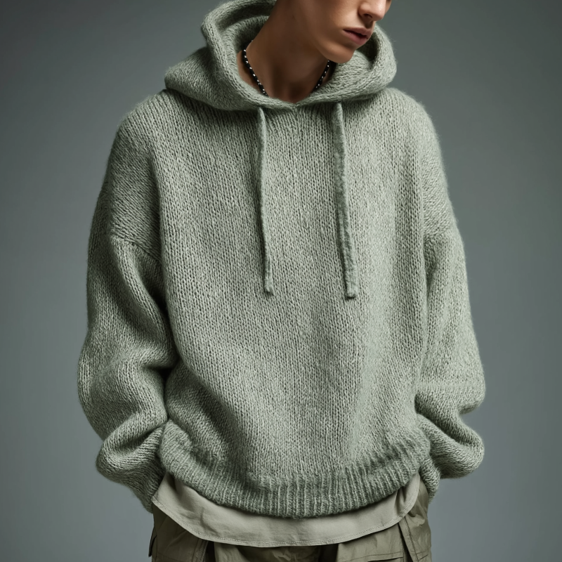 Men's Vintage Casual Knit Oversized Sweater Hoodie MTA0168I1TO