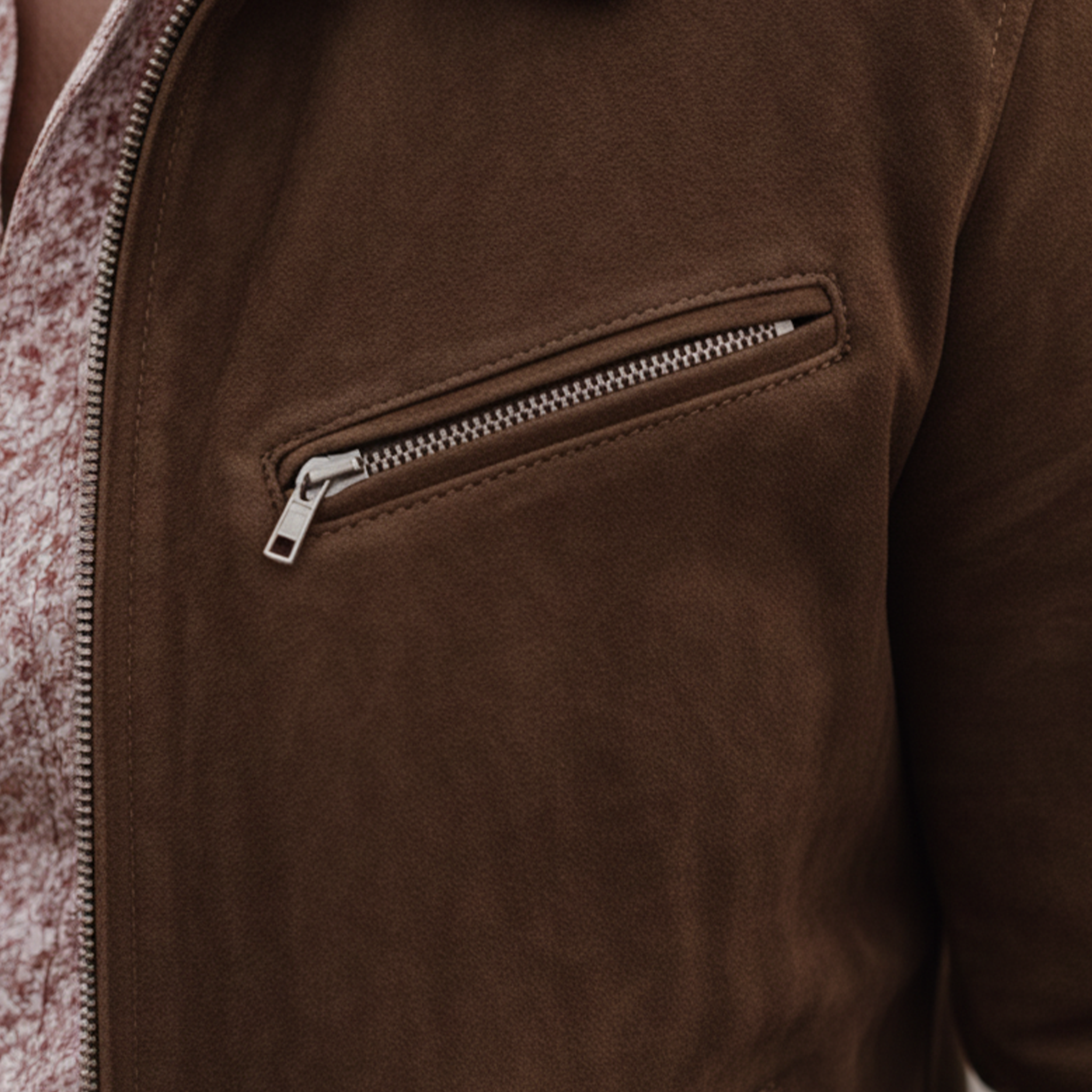 Men's Classic Retro Stand-up Collar Epaulette Multi-pocket Faux Suede Jacket MTA0126K4K