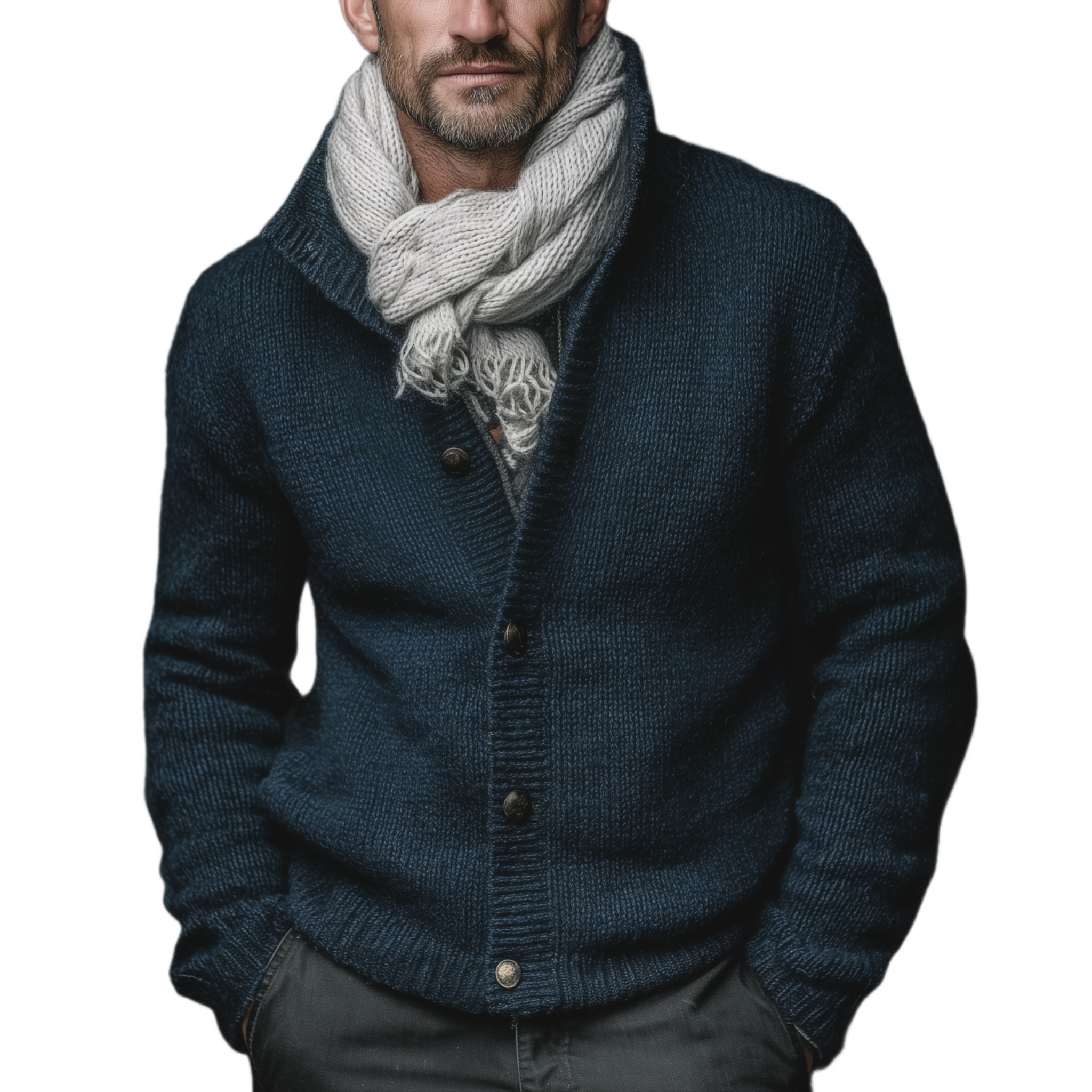 Men's Classic Casual Stand Collar Button Slim Fit Knitted Cardigan MTA1834I5K
