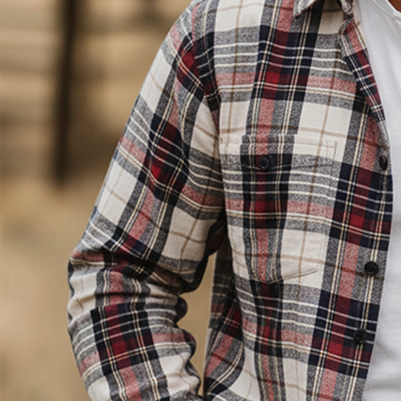 Men's Retro Plaid Pure Cotton Thin Shirt MTA1181K4P