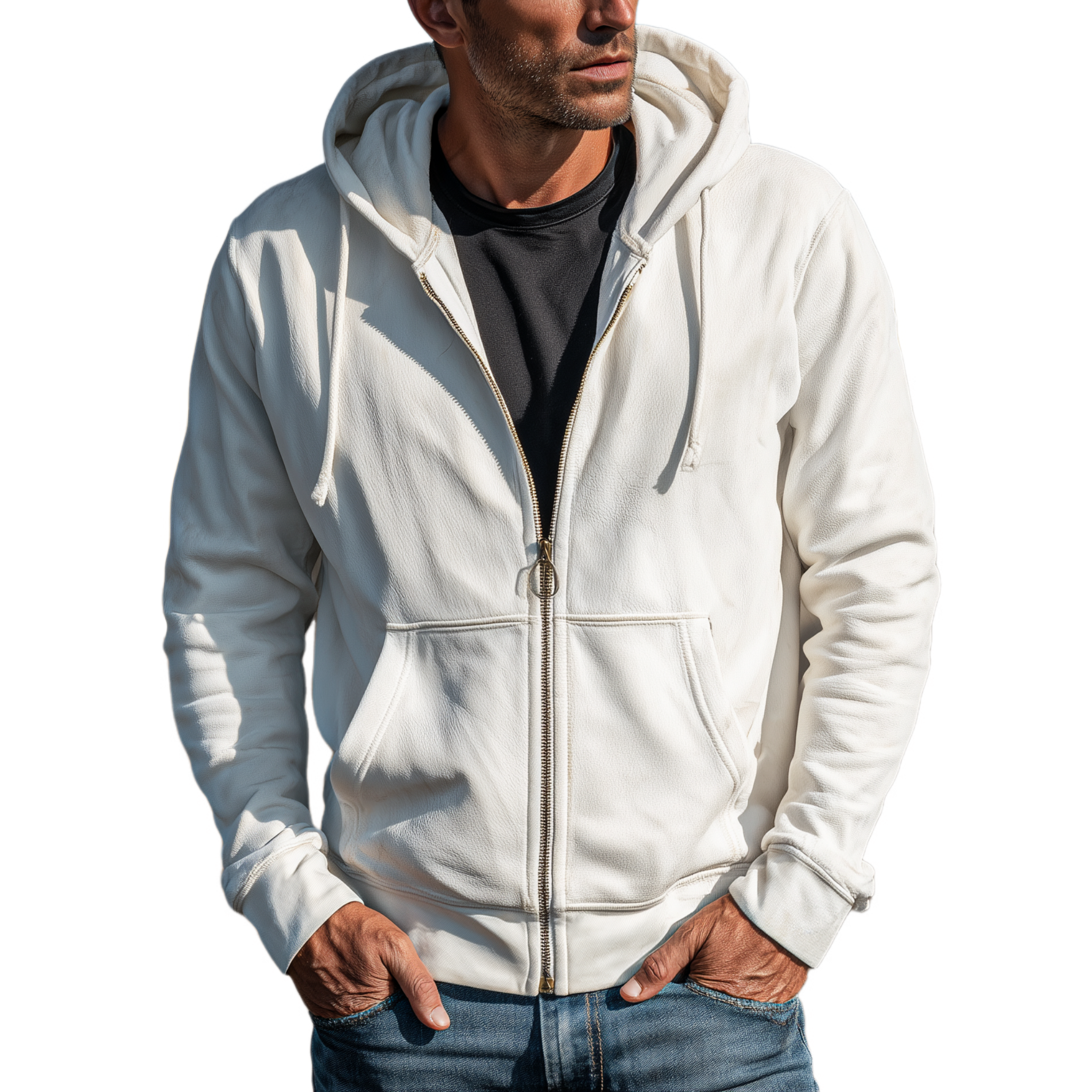 Men's Classic Casual Solid Color Suede Hooded Zip-Up Sweatshirt MTA0614H3K