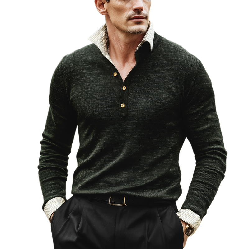 Men's Classic Color-block Collar Knitted Sweater MTA2476I5U