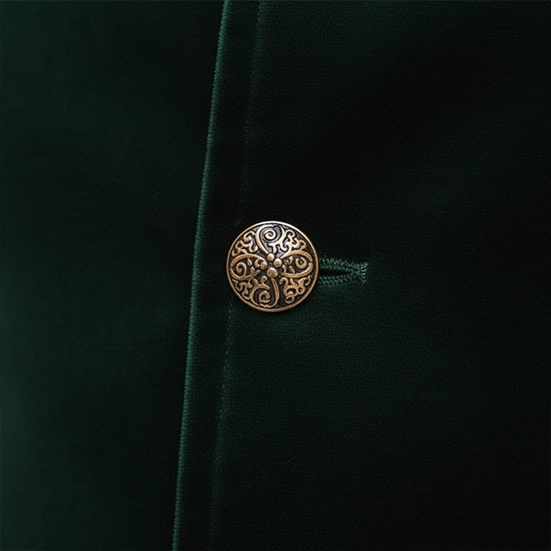 Men's Vintage Embroidered Stand-collar Velvet Jacket With Buttons MTA2341L6P