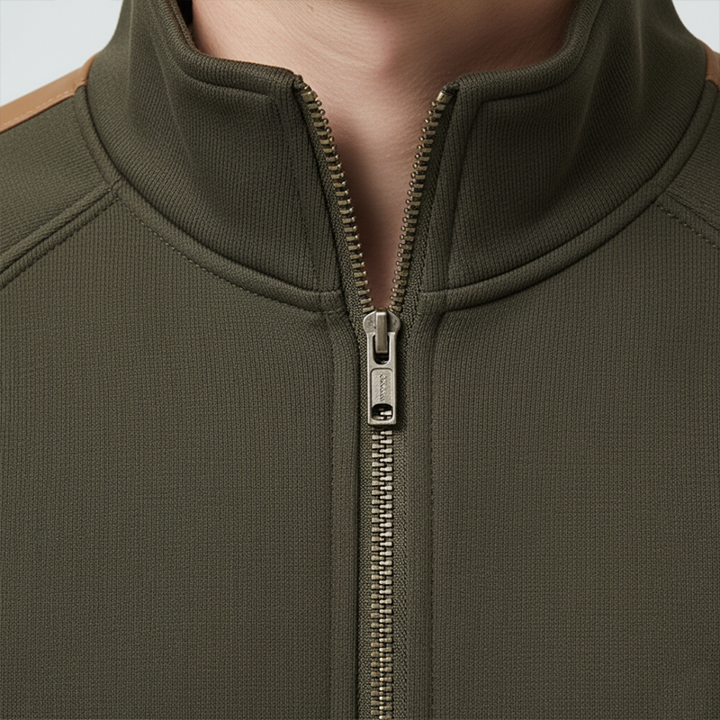 Men's Retro Cotton Blend Color Block Patchwork Half-Zip Sweatshirt MTA2949J5P