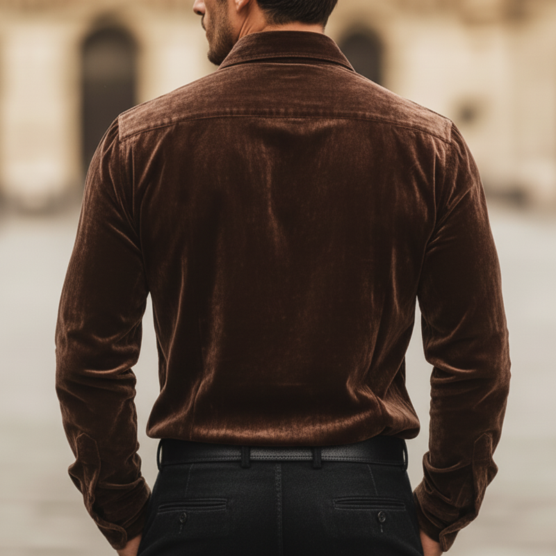 Men's Retro Velvet Exquisite Embroidered Long-Sleeved Shirt MTA2691L2U