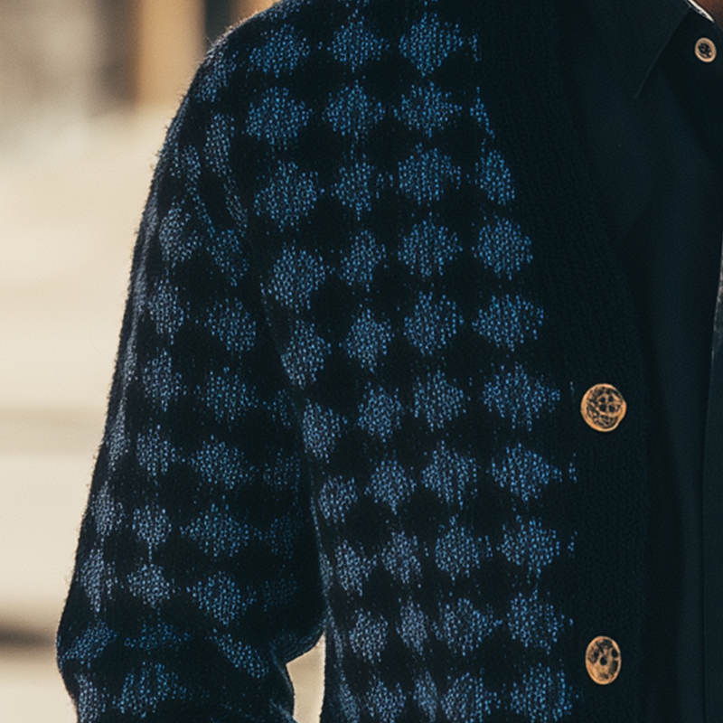 Men's Winter Fashion Diamond Knitted Warm Cardigan MTA0442I8P