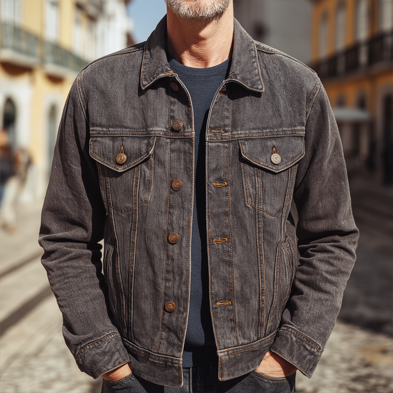 Men's Vintage Classic Grey Denim Jacket MTA0926I5U