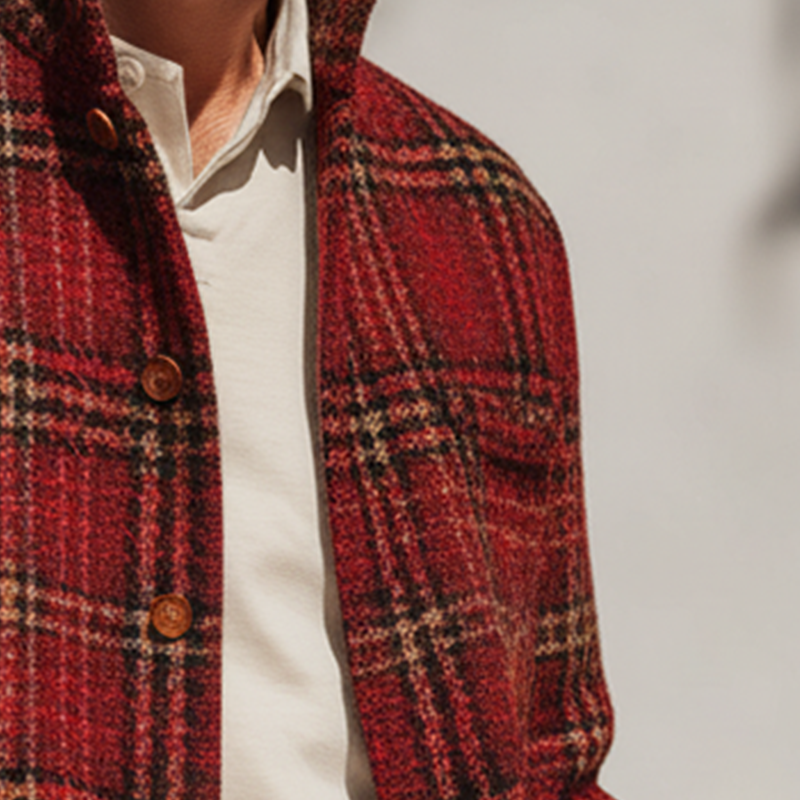 Men's Autumn And Winter Vintage Checkered Tweed Jacket Coat MTA1999I0P