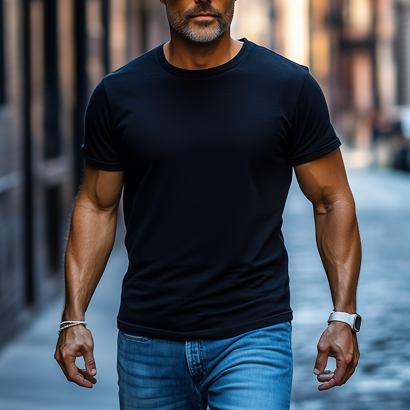 Men's Summer Basic Solid Color Cotton Short Sleeve T-Shirt MTA2169G1P