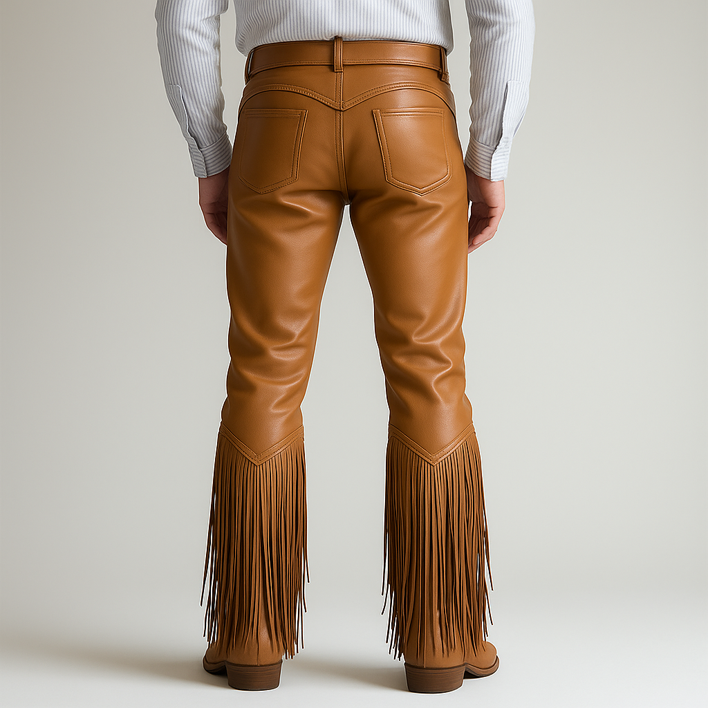 Men's Summer Western Cowboy Style Leather Tassel Trousers MTA1494E8P