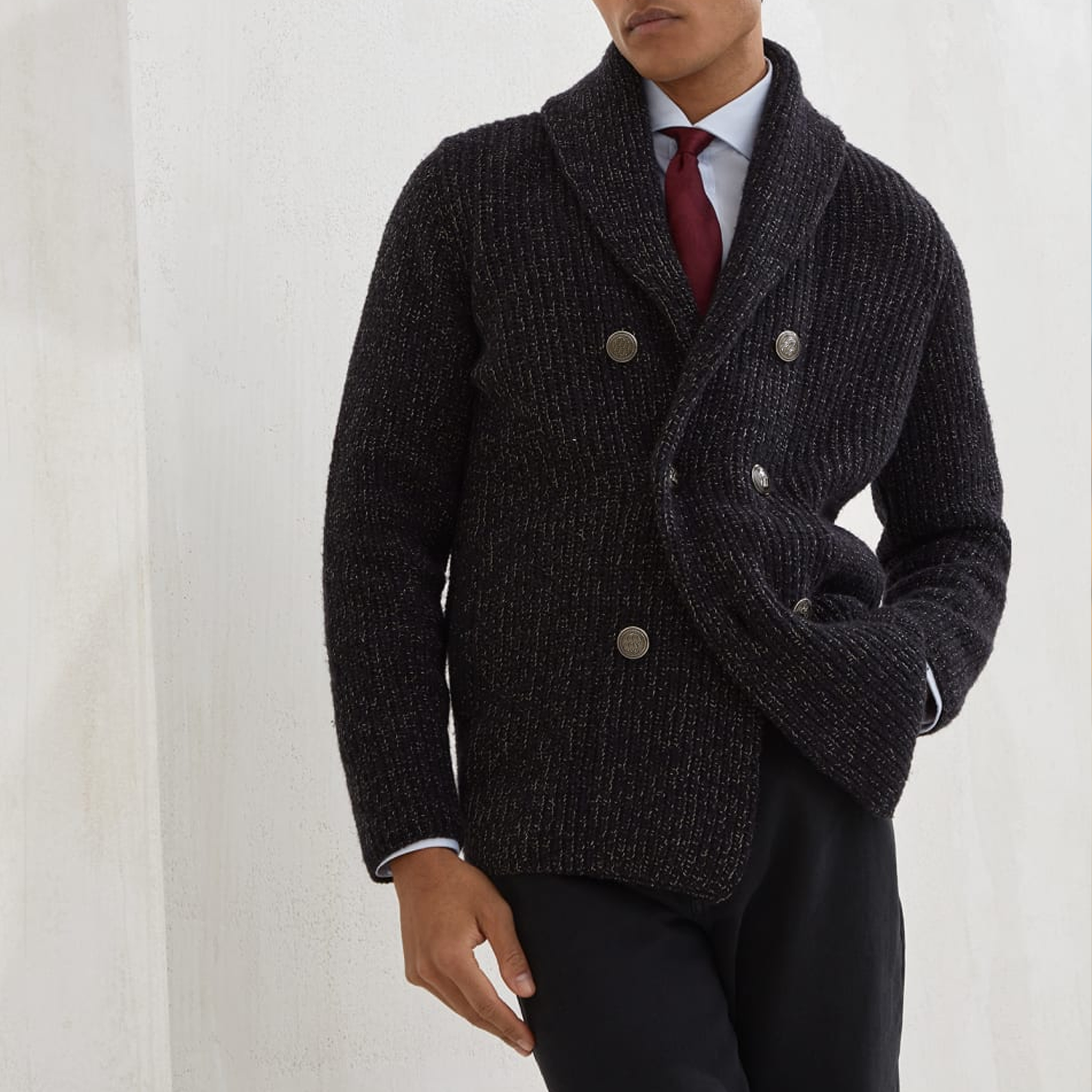Men's Classic American Vintage Double-Breasted Knit Cardigan MTA0406I0K
