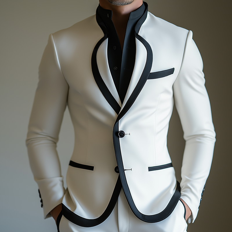 Men's Retro Casual Colorblock Blazer MTA1855H0TO
