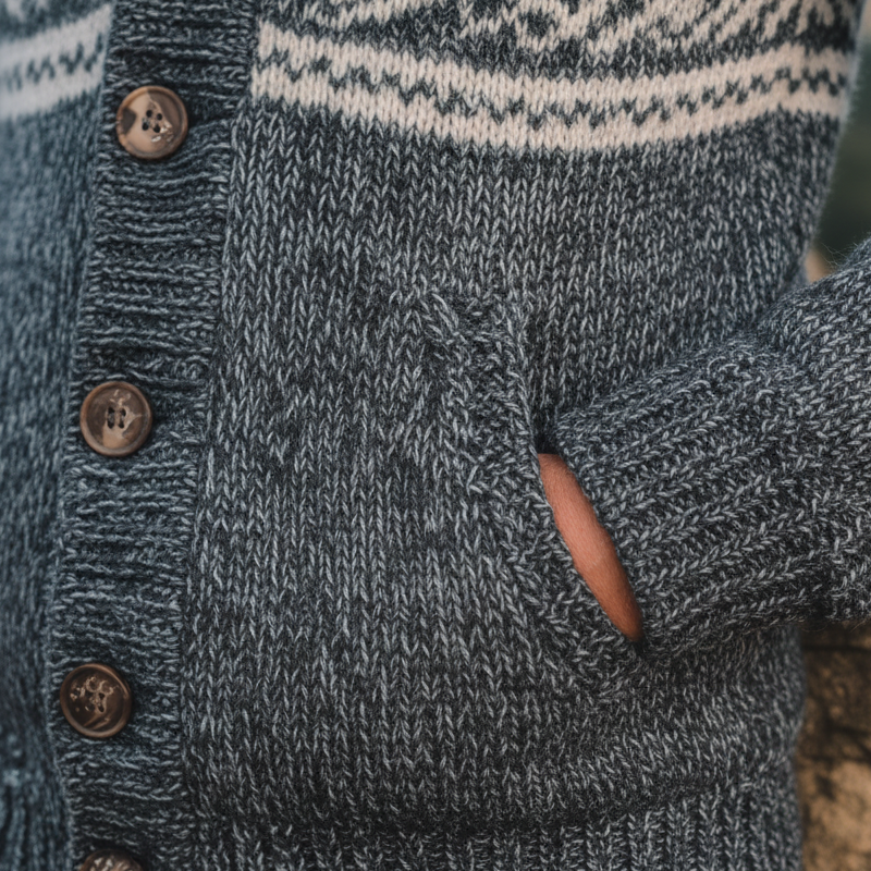 Men's Winter Vintage Knitted Jacquard Cotton Cardigan MTA1606J8P
