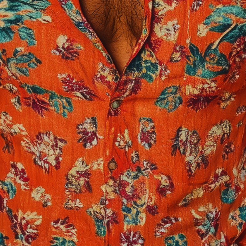 Men's Floral Print Cotton Blend Short Sleeve Shirt MTA2946G8P