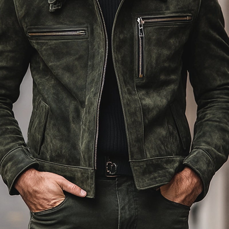 Men's Vintage Faux Suede Zipper Lapel Jacket MTA2999H9X