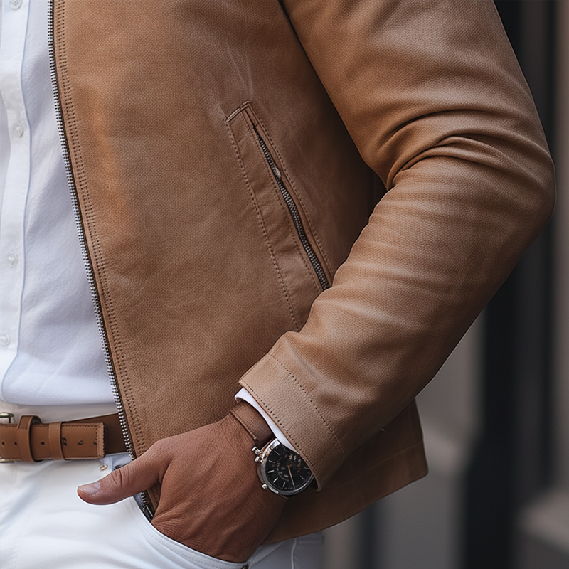 Men's Winter Vintage PU Faux Leather Zip-up Jacket MTA0868L9P