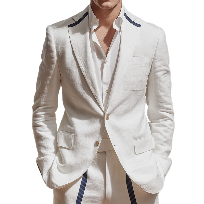 Men's Vintage Casual Cotton And Linen Elegant Blazer MTA2869G3TO