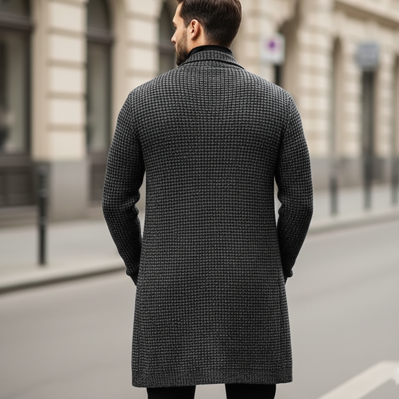 Men's Business Mid-Length Unbuttoned Textured Knit Cardigan MTA0715K2U