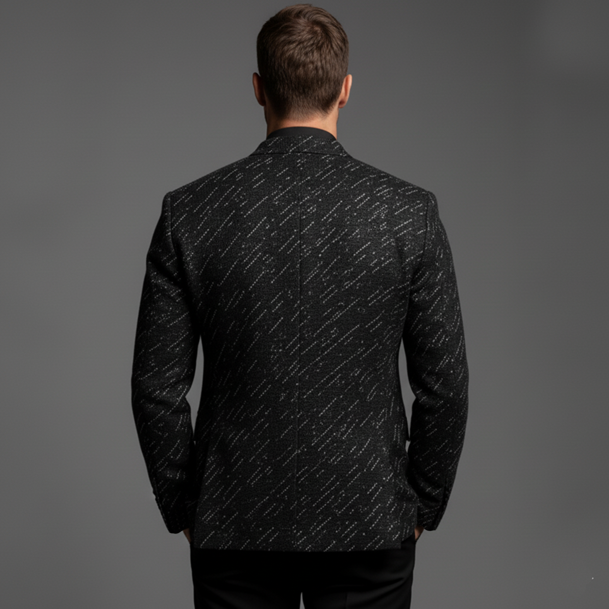 Men's Classic Business Stand Collar Faux Texture Woolen Slim Jacket MTA2947I5K