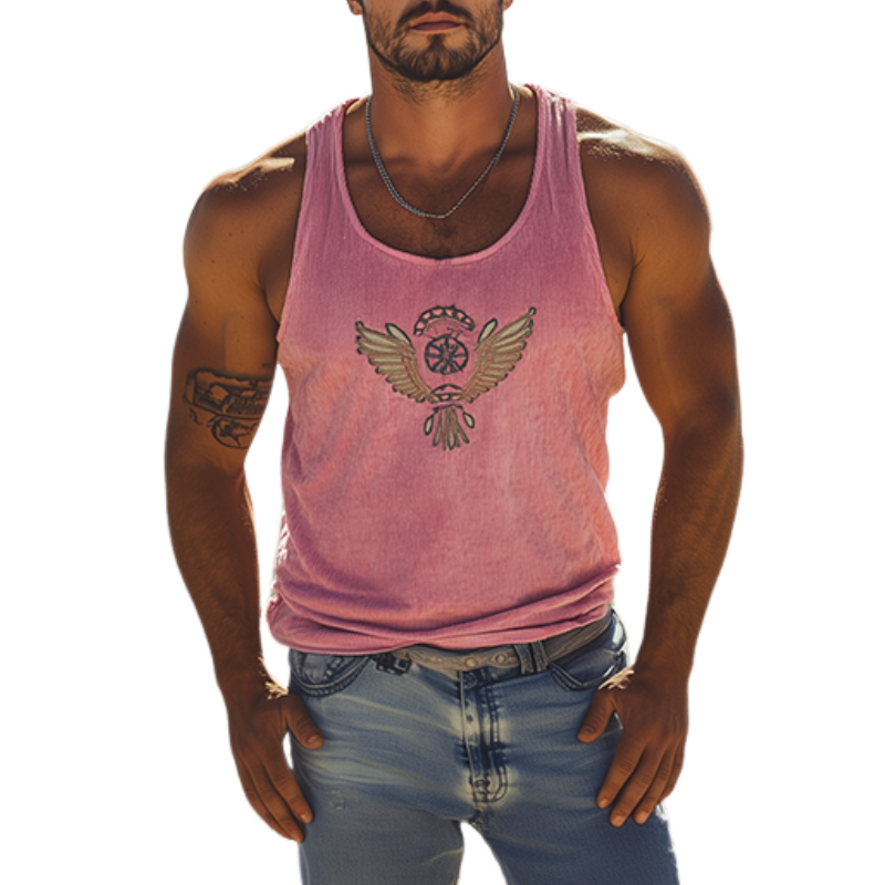 Men's Classic Casual American Retro Corduroy Embroidered Tank Top 72799567K