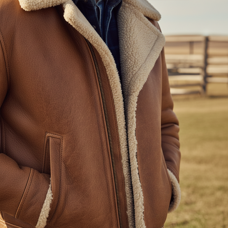 Men's Winter Retro Faux Leather Fleece Lined Zip-Up Jacket MTA0501K8P