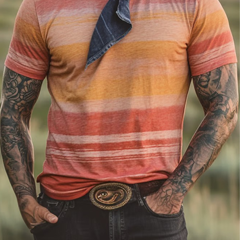 Men's Printed Round Neck Short Sleeve T-Shirt MTA2682F9X