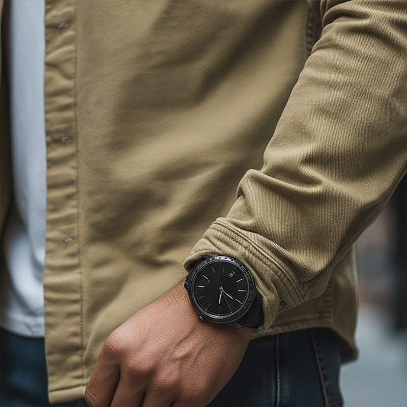 Men's Spring Retro Twill 100% Cotton Long-Sleeve Shirt MTZ2293A2P