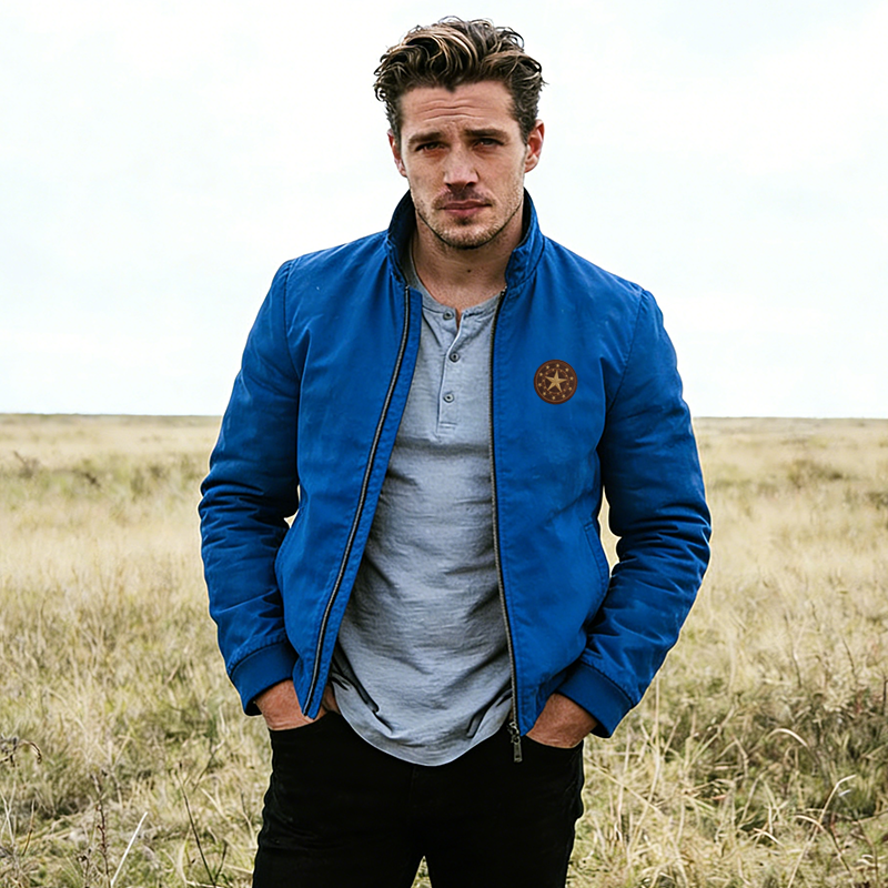 Men's Retro Casual Star Embroidered Stand Collar Zipper Jacket MTA1210L7TO