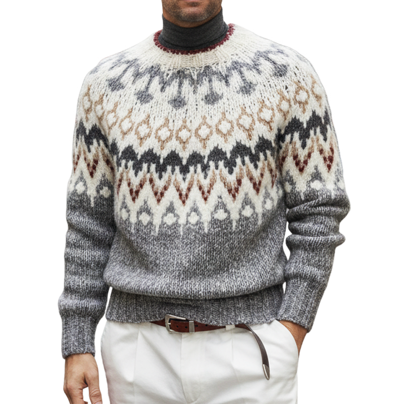 Men's Classic Crew Neck Colorblock Pullover Sweater MTA0944J2U