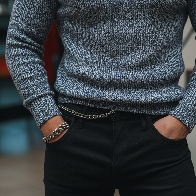Men's Fashion Colorful Polyester Faux Wool Slim-fit Half-Turtleneck Sweatshirt MTA1790J4P