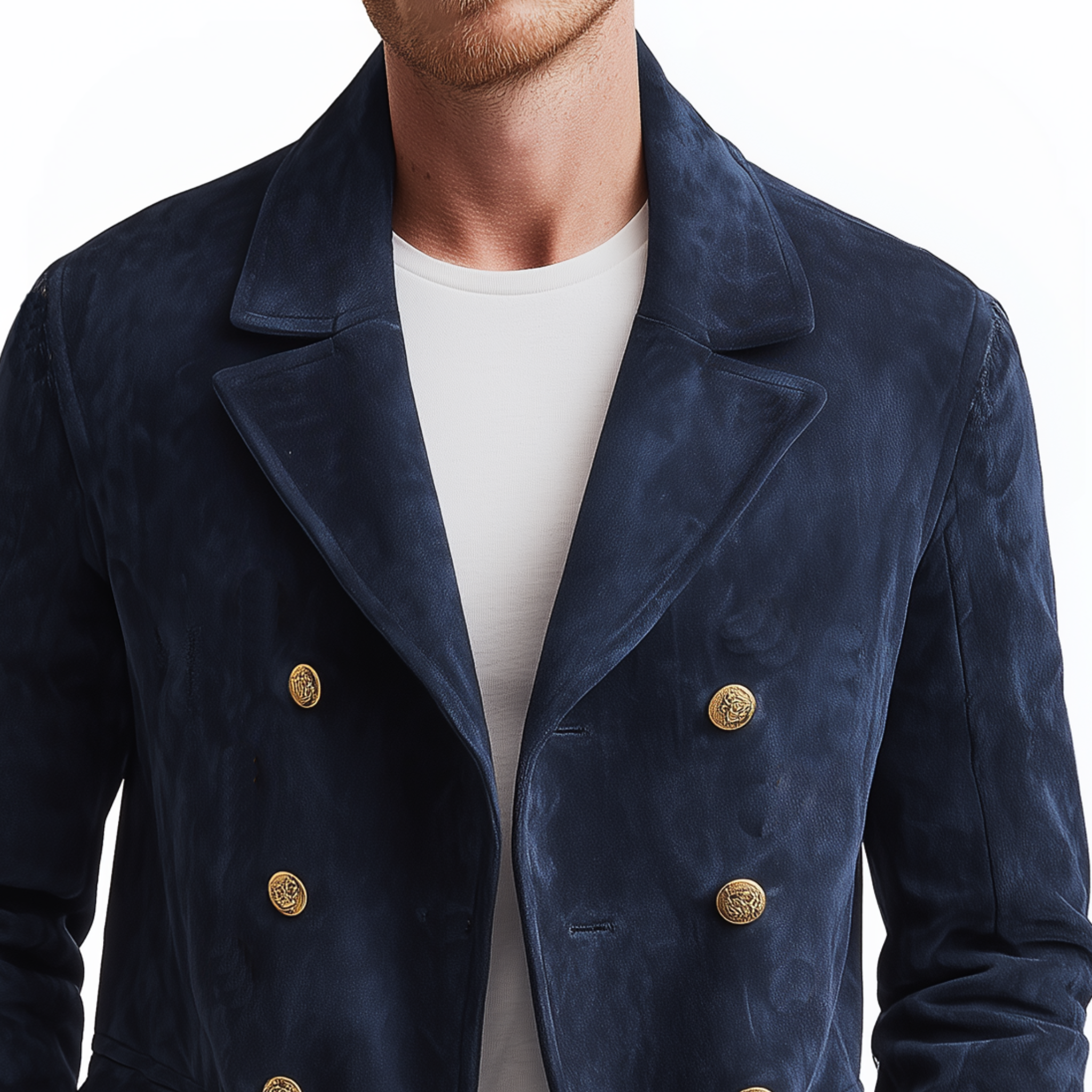 Men's Classic Casual Lapel Double-Breasted Suede Jacket MTA0228I1K