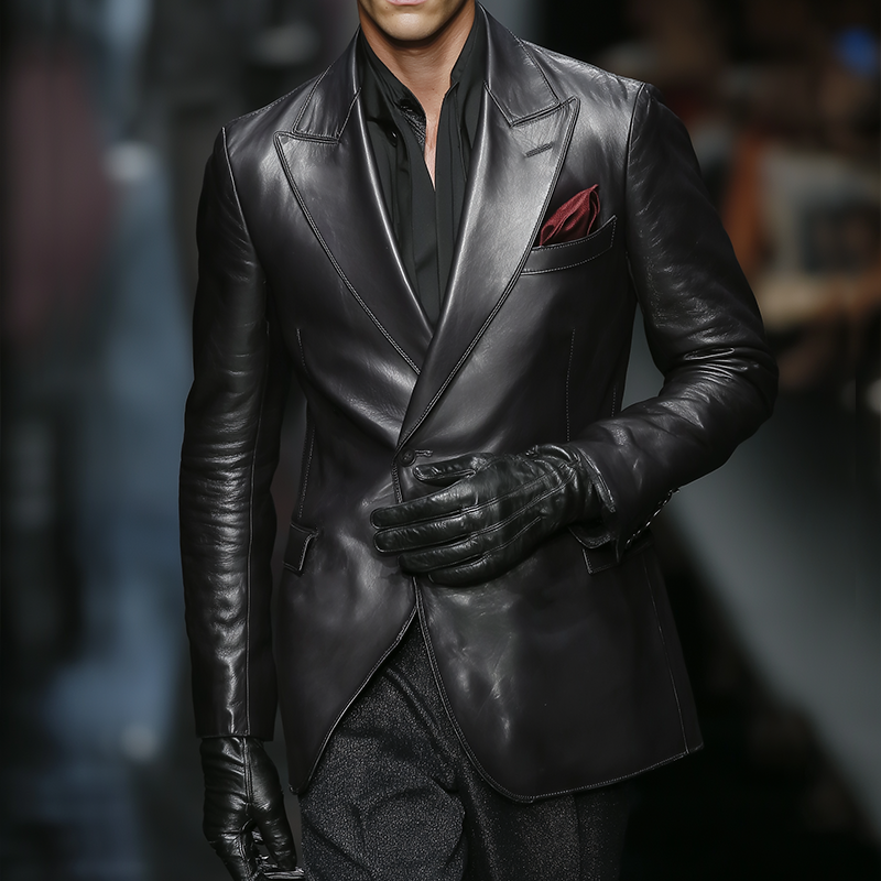 Men's Vintage Casual Solid Color PU Leather Blazer MTA0124I2TO