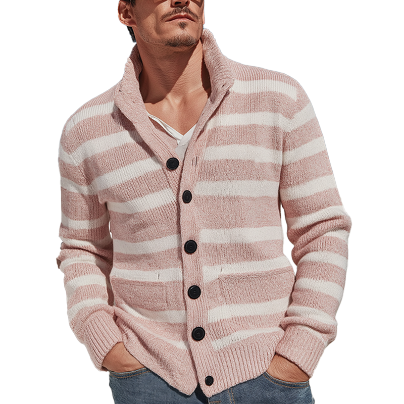 Men's Winter Fashion Striped Cotton Knitted Sweater Cardigan MTA2266I7P