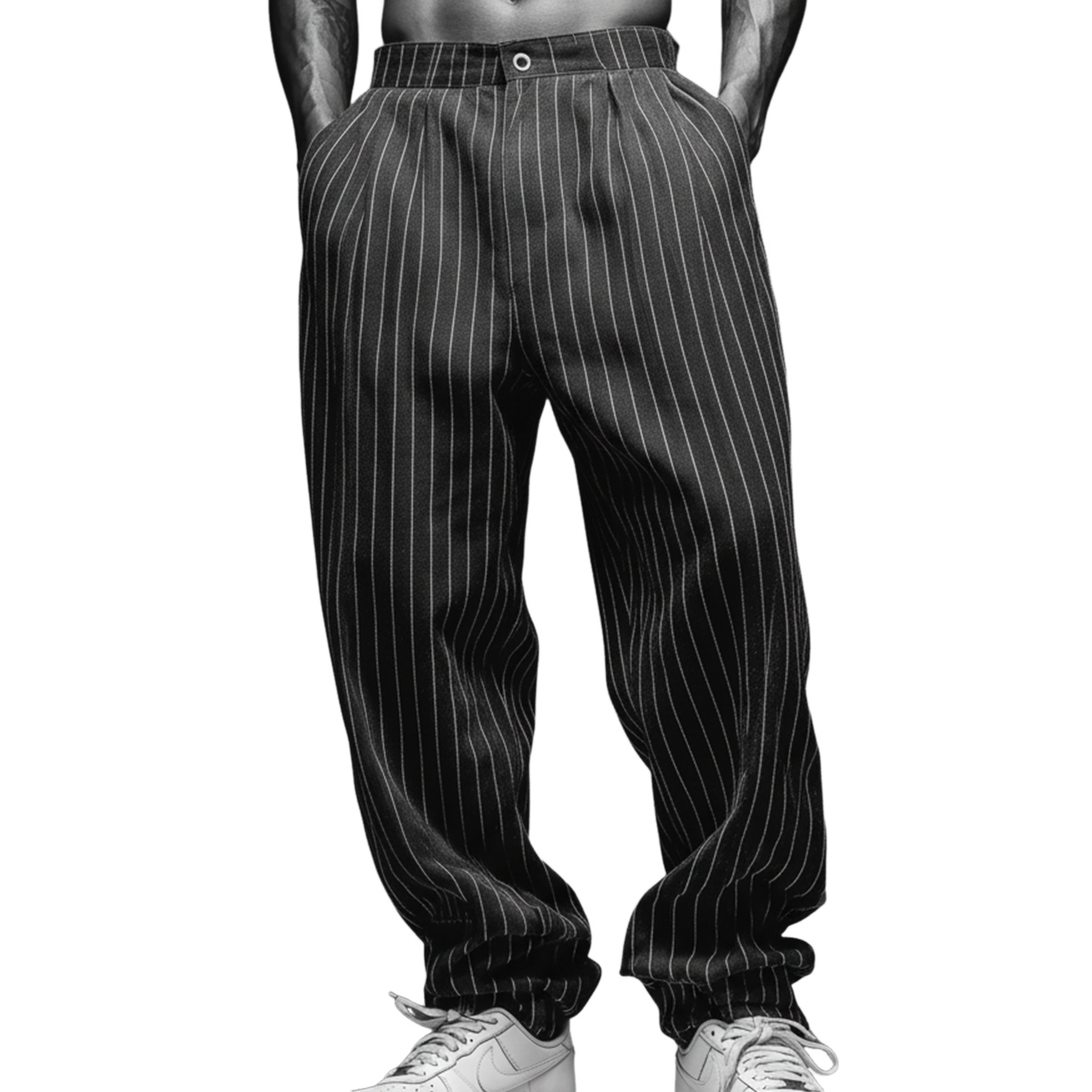 Men's Classic Casual Striped Cotton Blend Loose-fitting Trousers MTA2935J0K