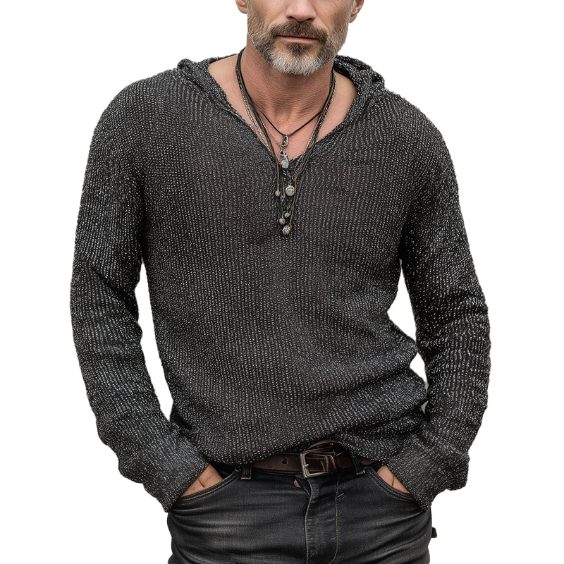 Men's Autumn Fashion Mixed Color Knitted Hooded Thin Sweater MTA1192I4P
