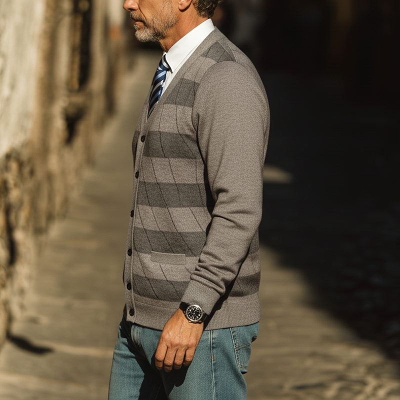 Men's Autumn Fashion Striped Knitted Thin Sweater Cardigan MTA1545I2P