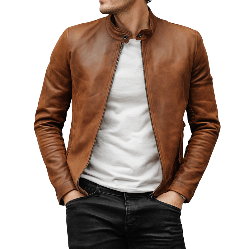 Men's Simple Retro PU Faux Leather Thin Jacket MTA2777J8P
