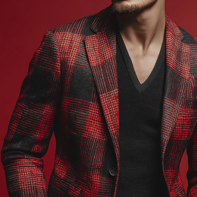 Men's Retro Casual Plaid Print Blazer MTA1350H7TO