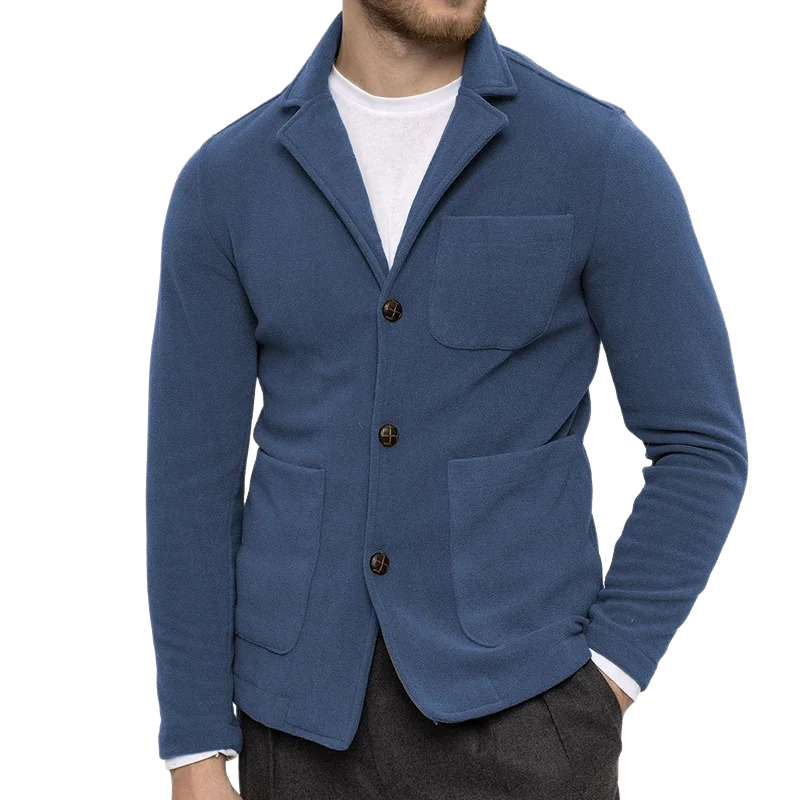Men's Retro Casual Solid Color Lapel Button Jacket MTA1842I3TO