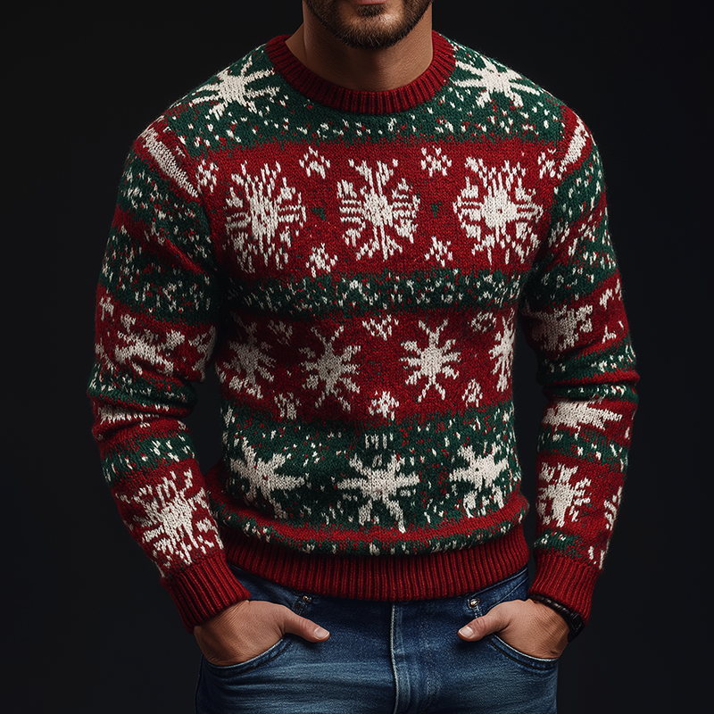 Men's Retro Casual Christmas Crew Neck Sweater MTA0570K6TO
