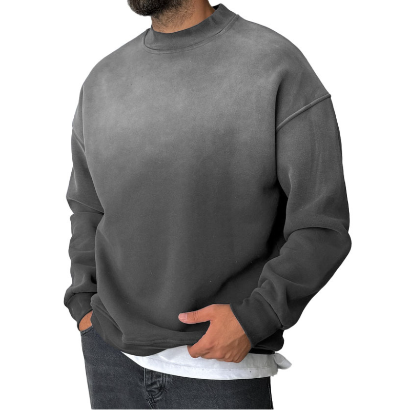 Men's Casual Gradient Printed Round Neck Long Sleeve Sweatshirt 77572314Y