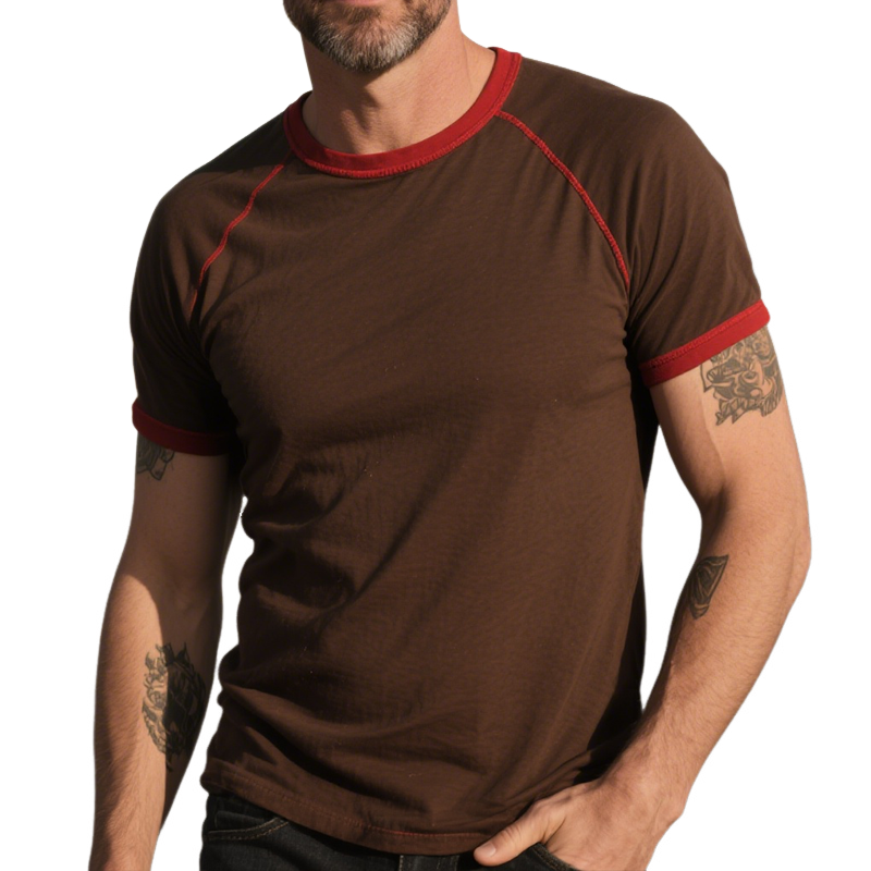 Men's Retro Casual Cotton Round Neck Short Sleeve T-Shirt MTA1644G1TO