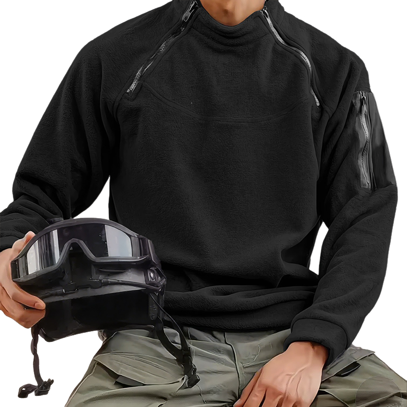 Men's Outdoor Zipper Fleece Crew Neck Pullover Sweatshirt MTA1326H4X