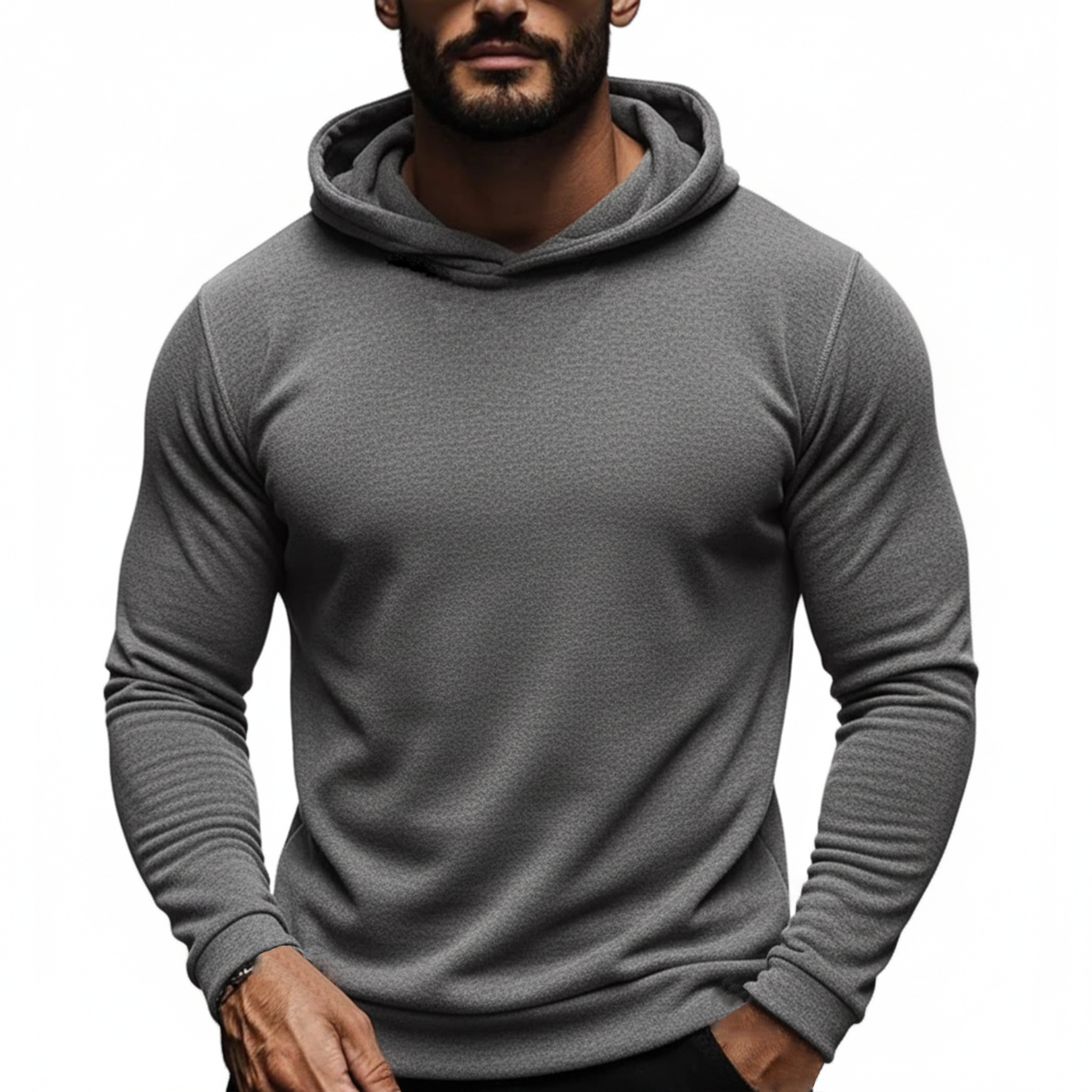 Men's Classic Casual Tough Guy Dralon Warm Skin-friendly Slim Hoodie MTA2323J2K