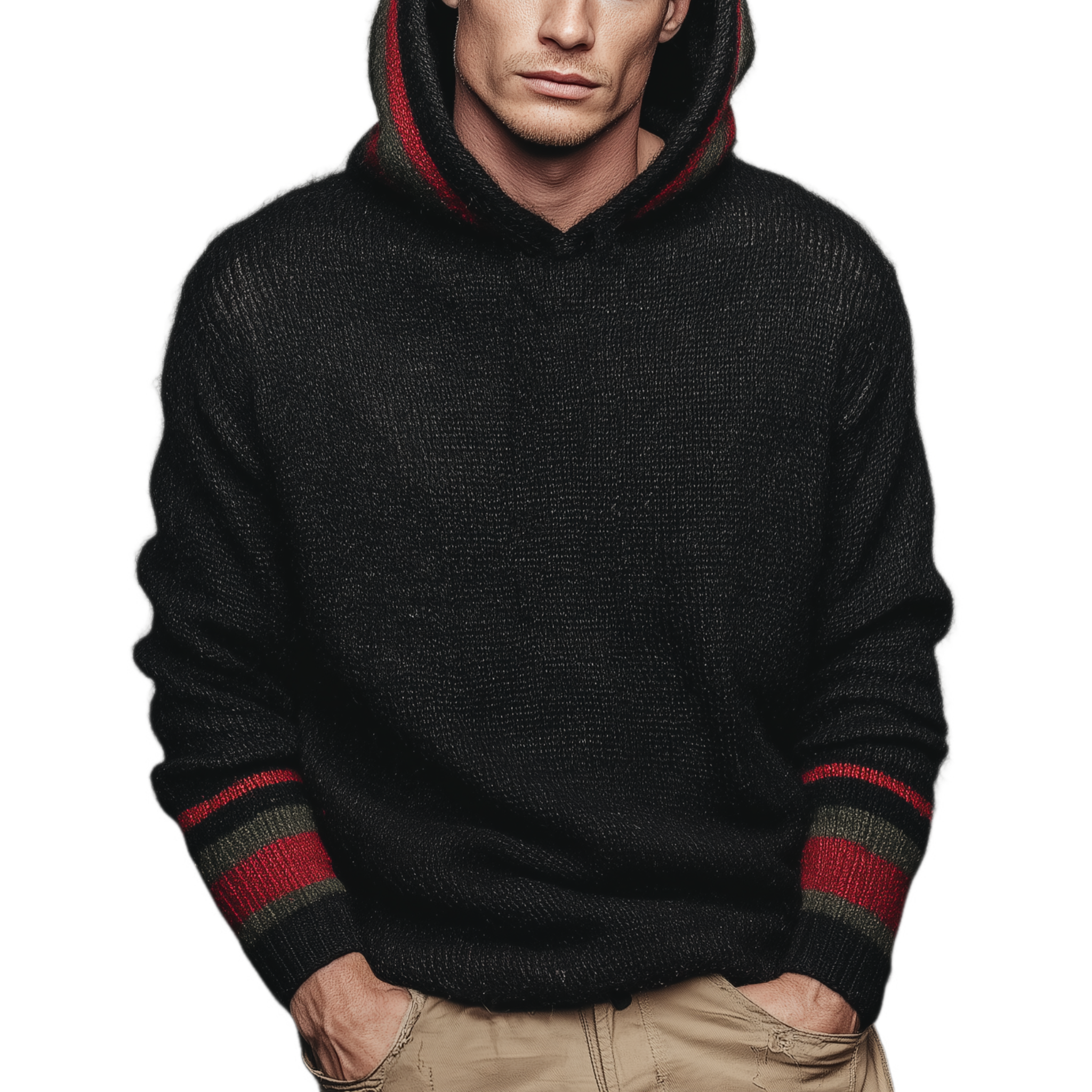 Men's Classic Casual Contrast Striped Hooded Sweater MTA2971I7K